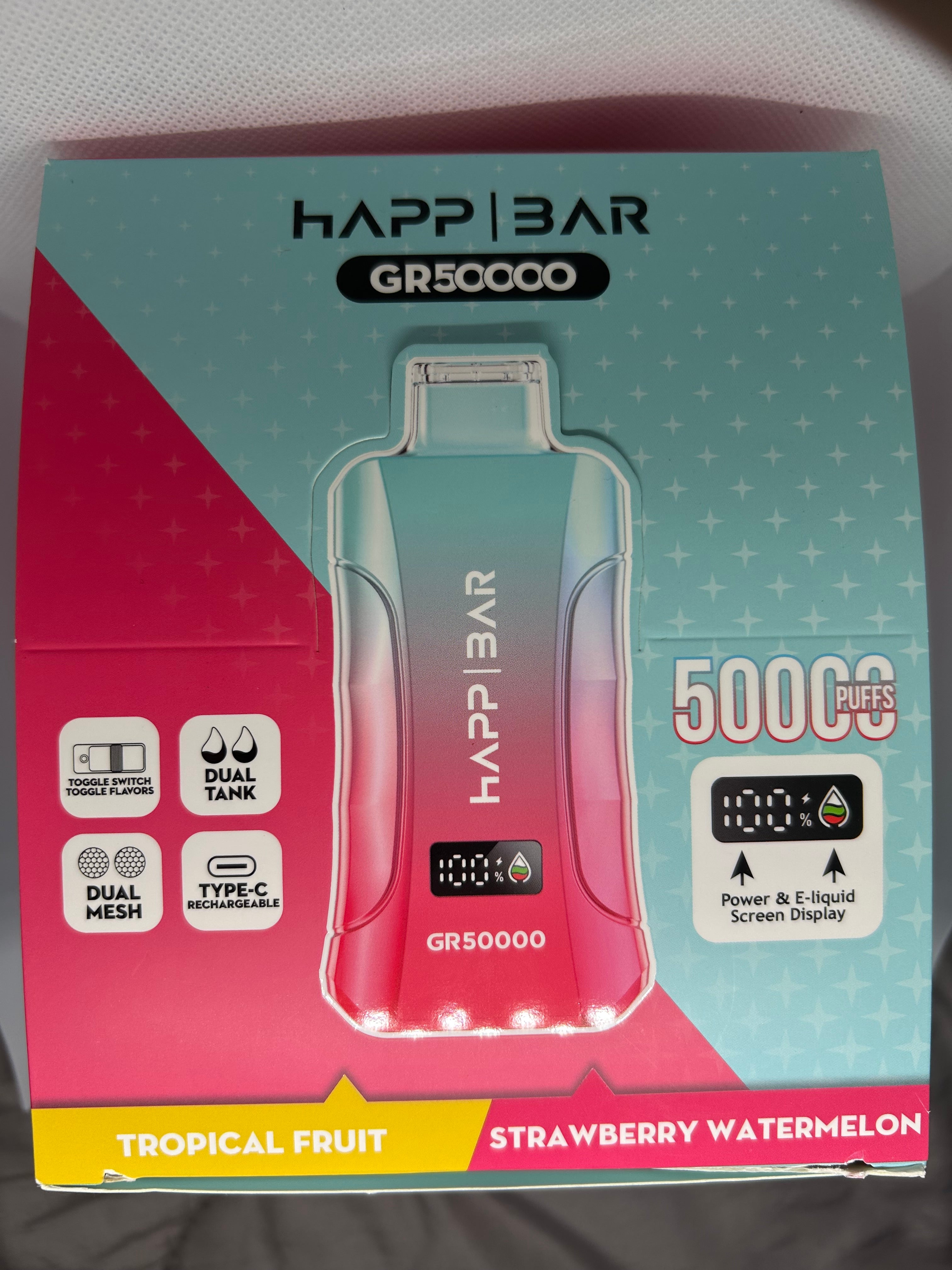 HAPP BAR 50K (3 in 1)Tropical Fruit & Strawberry Watermelon