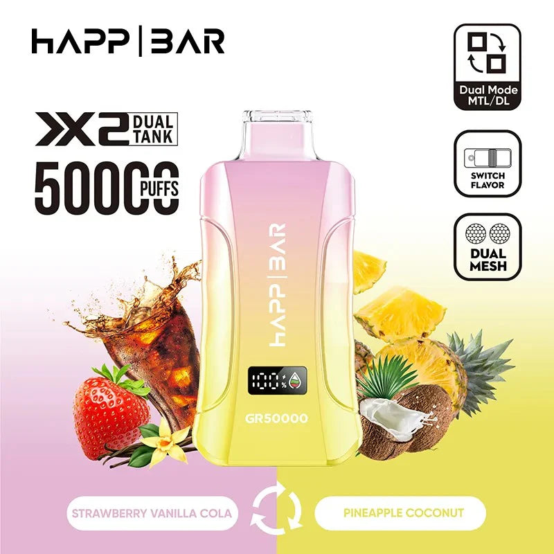 Strawberry Vanilla Cola & Pineapple Coconut 🍍🥥 | HAPP BAR 50K | (3 in 1) 5%